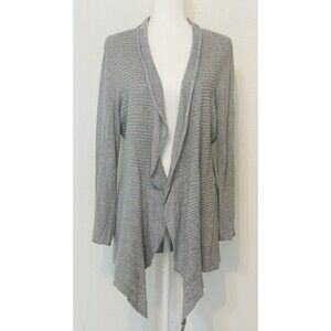 Eileen Fisher Women Size L Ribbed Linen Blend Waterfall Cardigan Closet Staple